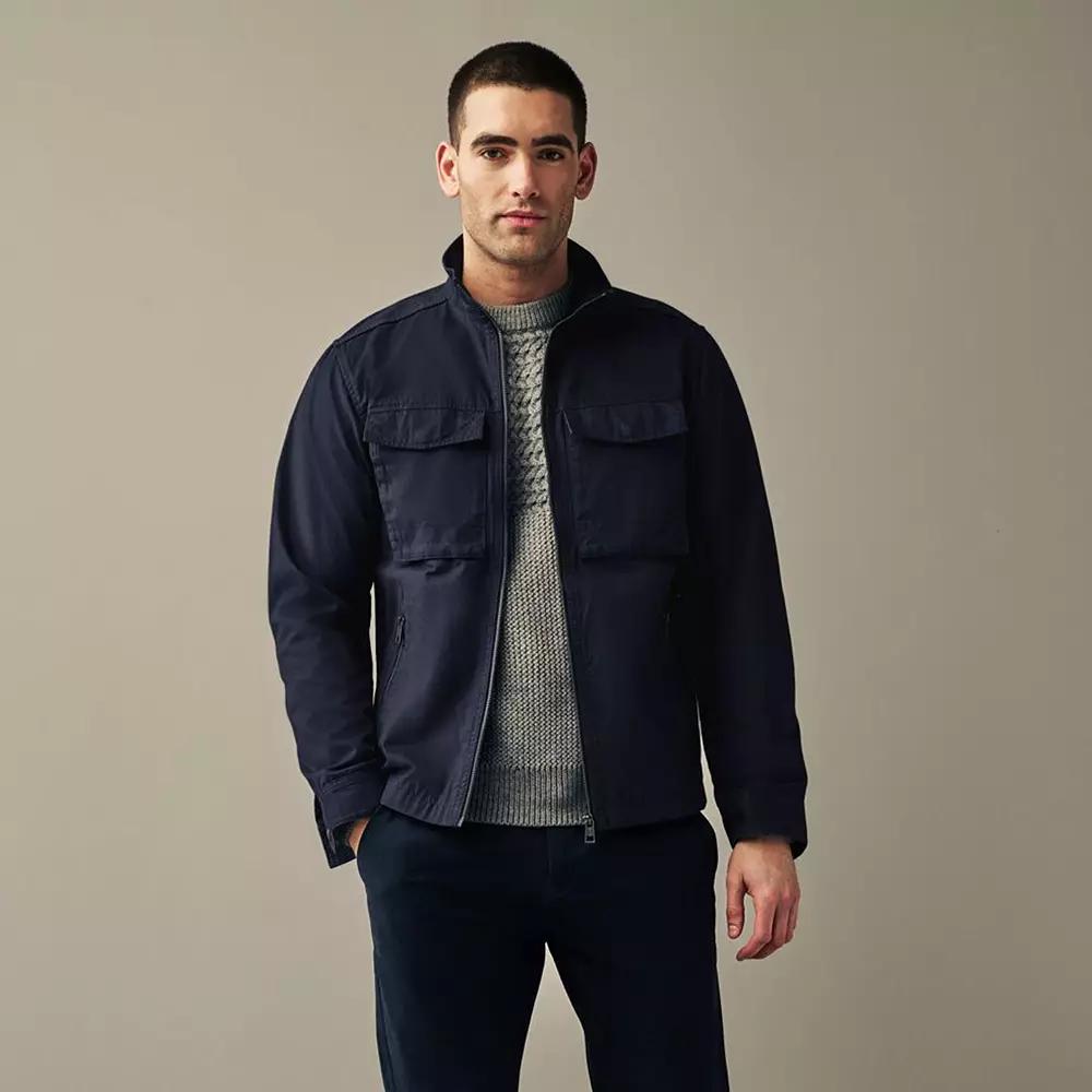 Men's NEXT Cotton Shacket, Size: XXL, Blue Product Image