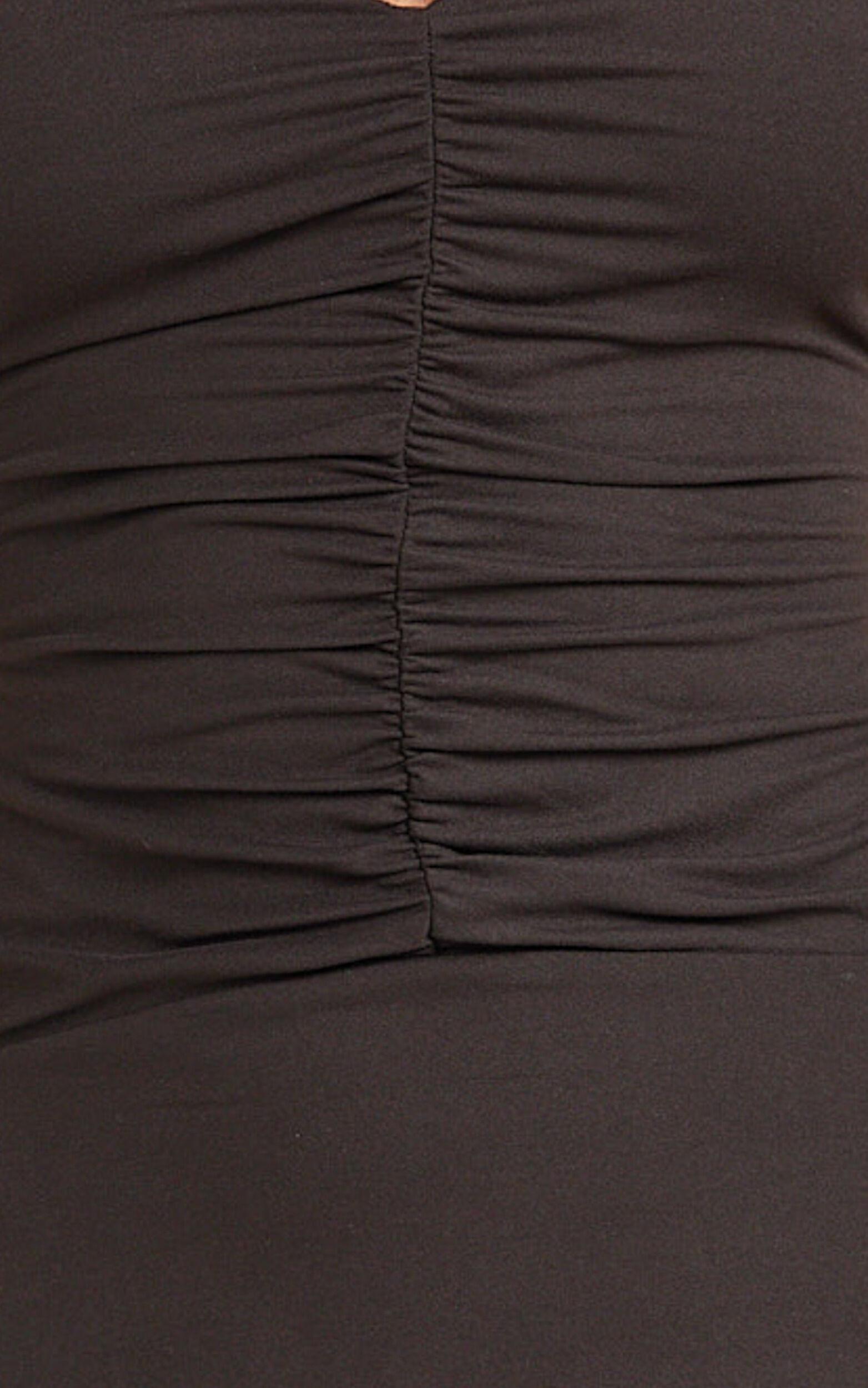 Vieberly Mini Dress - Ruched Halter Dress in Chocolate Product Image