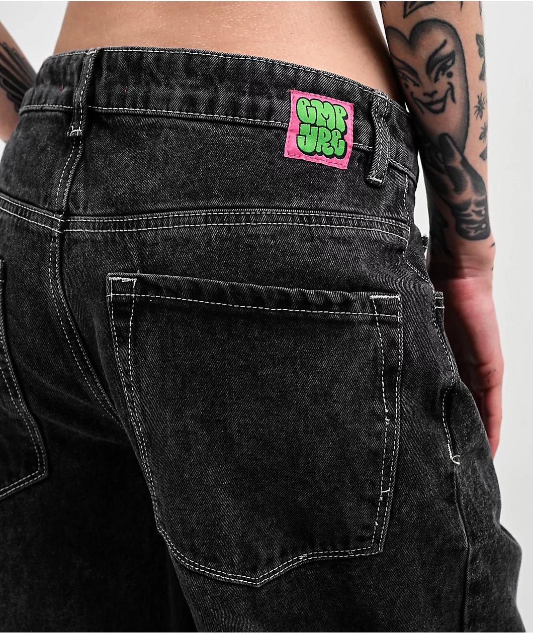 Empyre Loiter Slouchy Black Wash Straight Leg Denim Jeans Product Image