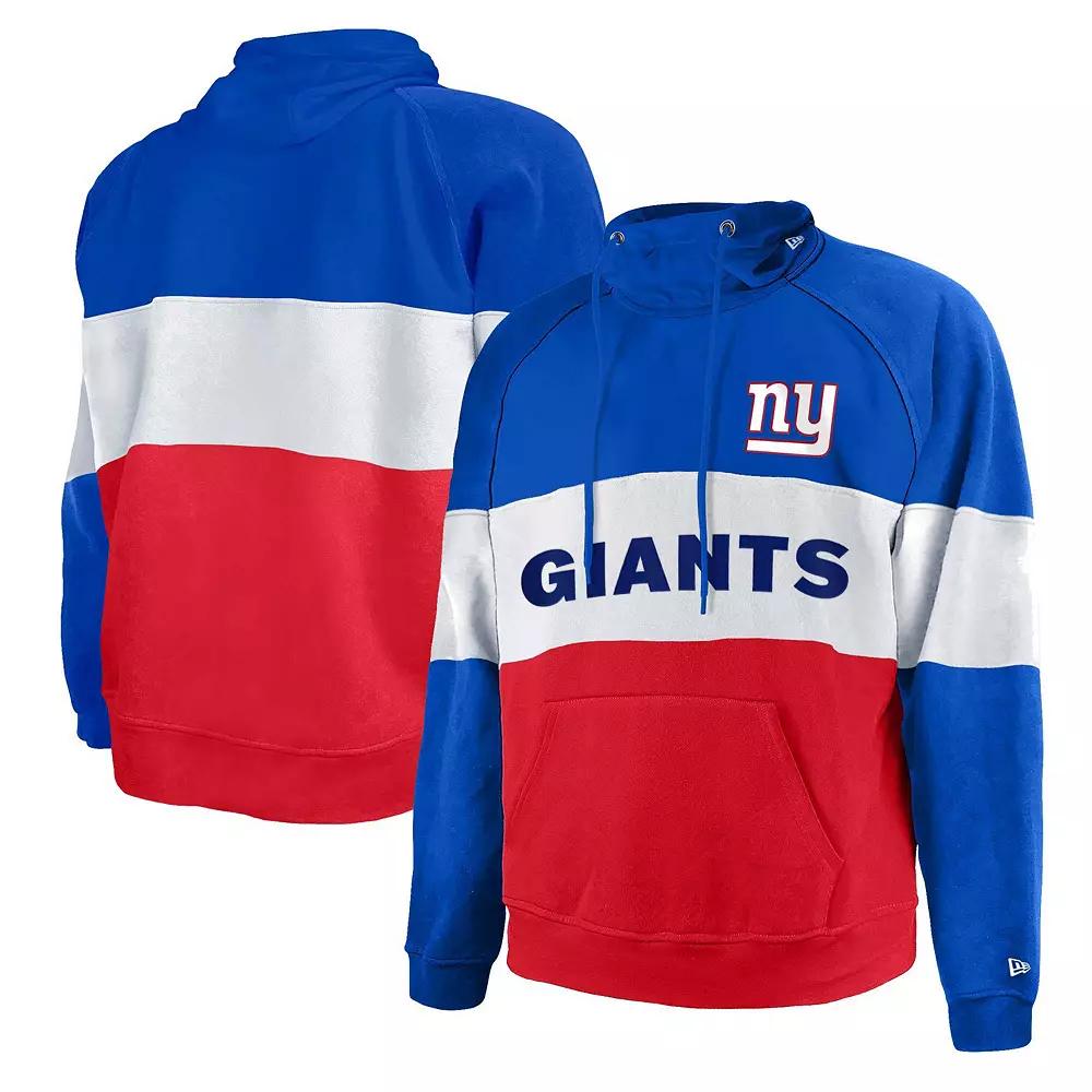 Men's New Era Royal/Red New York Giants Big & Tall Current Team Colorblock Fleece Raglan Pullover Hoodie, Size: 2XB, Blue Product Image