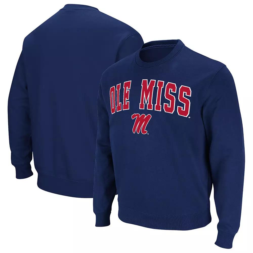 Men's Colosseum Navy Ole Miss Rebels Arch & Logo Pullover Sweatshirt,  Product Image