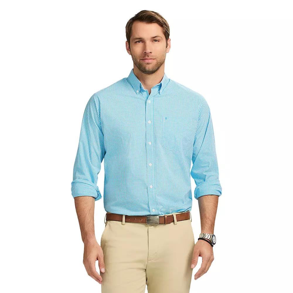 Men's IZOD Performance Comfort Long Sleeve Button Down Woven Shirt, Size: XL, Aquarius Check Product Image