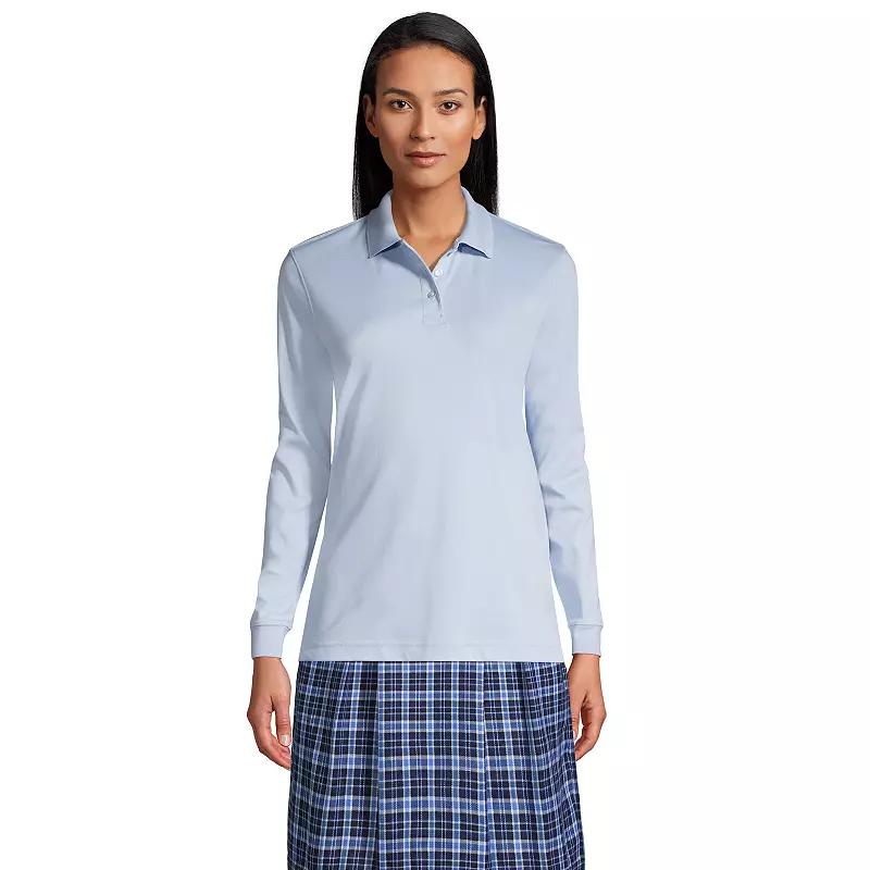 Women's Tall Lands' End School Uniform Long Sleeve Interlock Polo,  Product Image