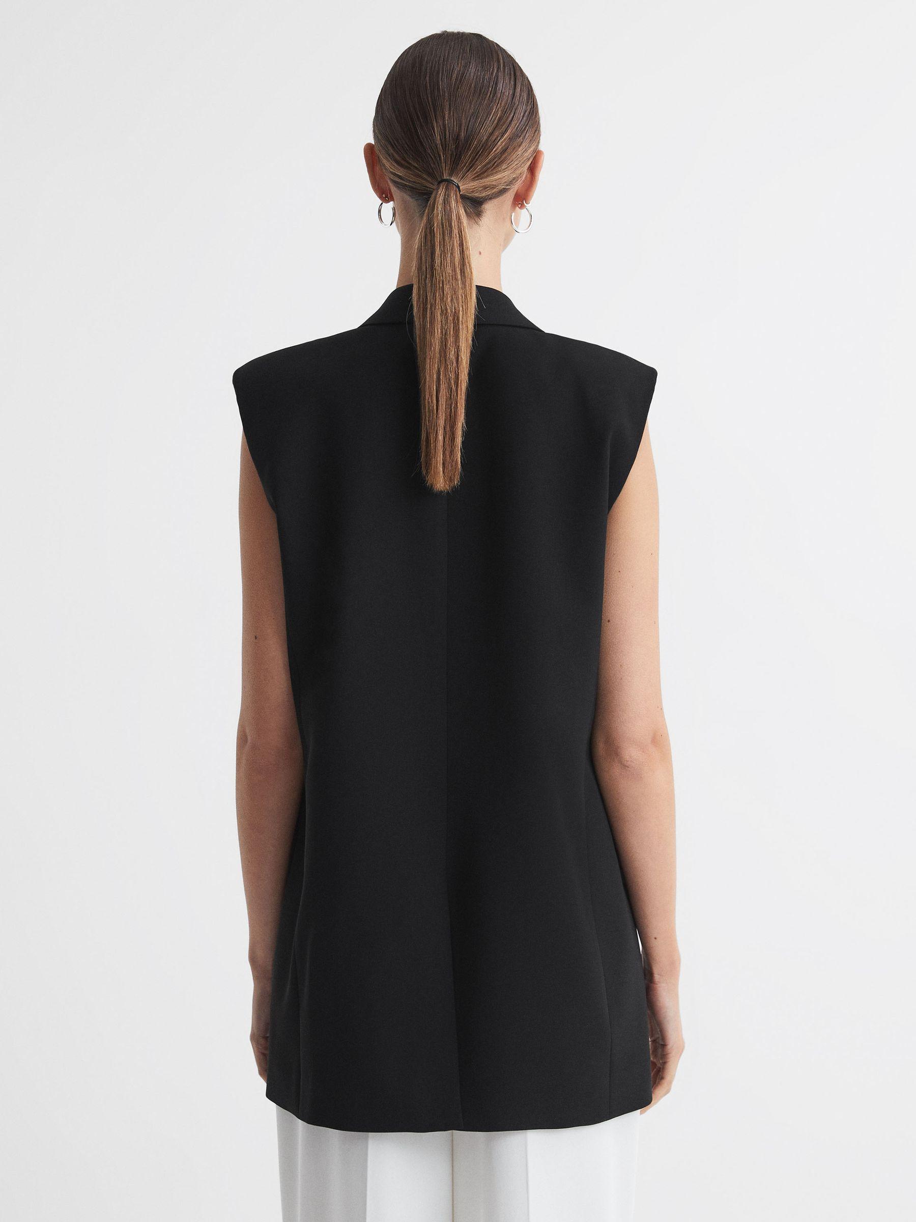 Double Breasted Longline Waistcoat in Black Product Image