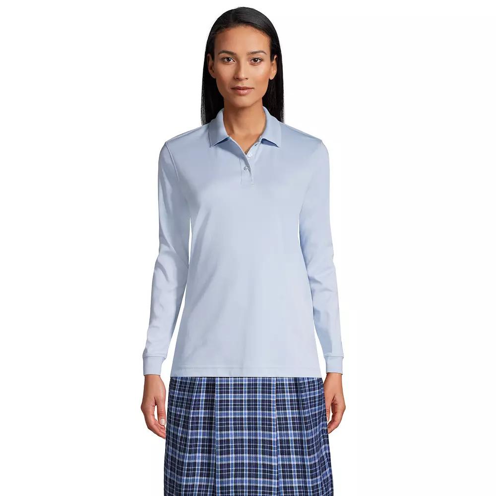 Women's Tall Lands' End School Uniform Long Sleeve Interlock Polo,  Product Image