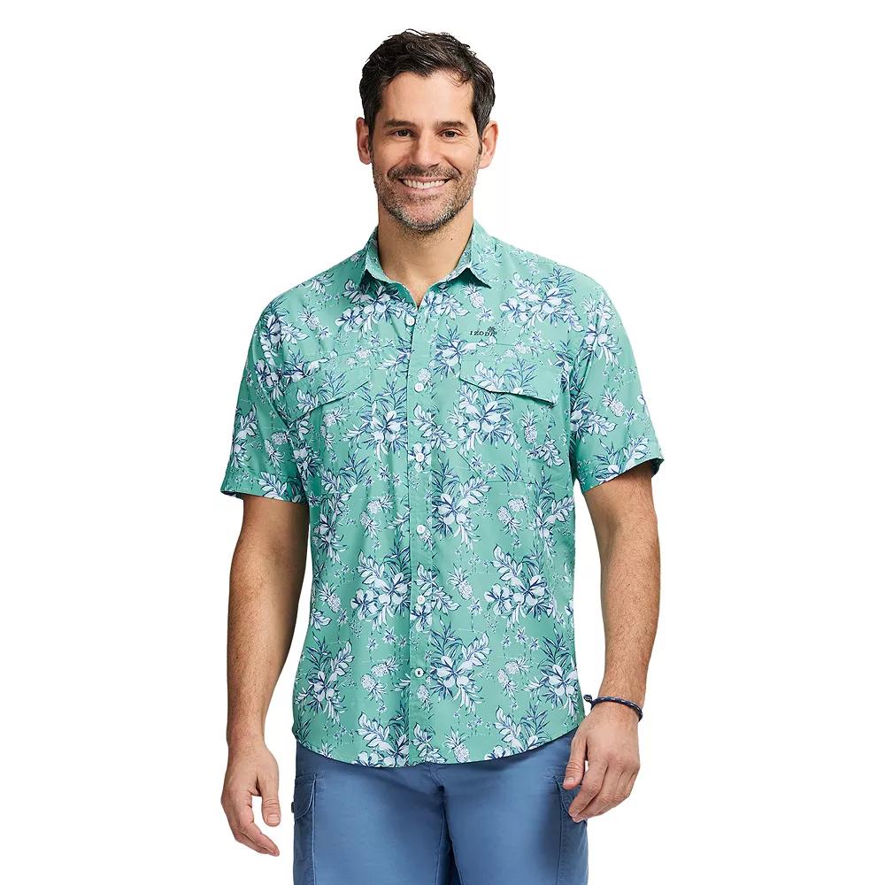 Men's IZOD Sunshield Performance Button Front Shirt, Size: Large, Wasabi Palm Product Image