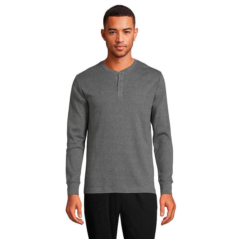 Big & Tall Lands' End Knit Ribbed Pajama Henley, Men's,  Product Image