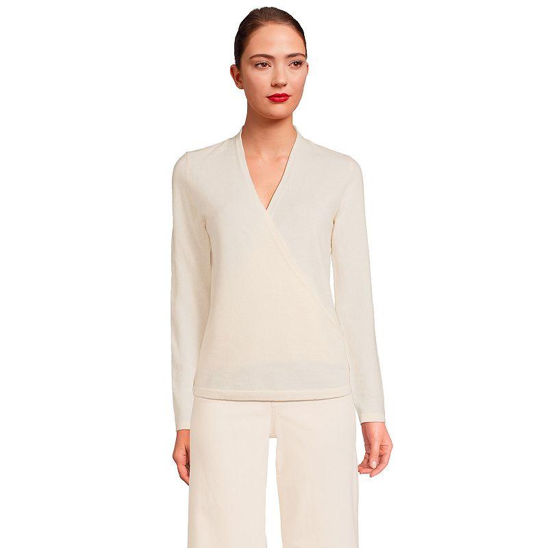 Women's Lands' End Cashmere Long Sleeve Wrap Sweater,  Product Image
