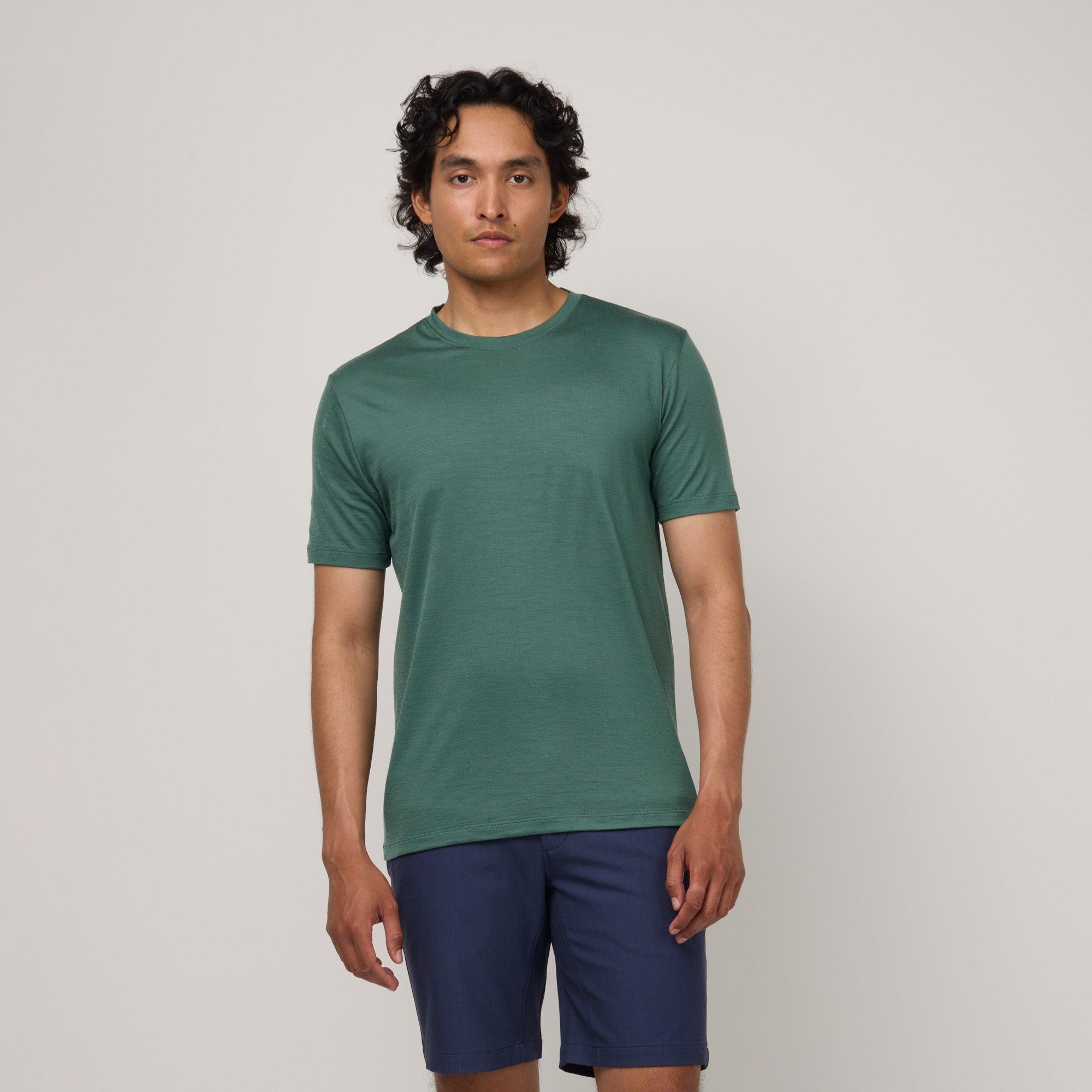 Signature Merino Wool Crew Neck Tee | Terracotta Product Image