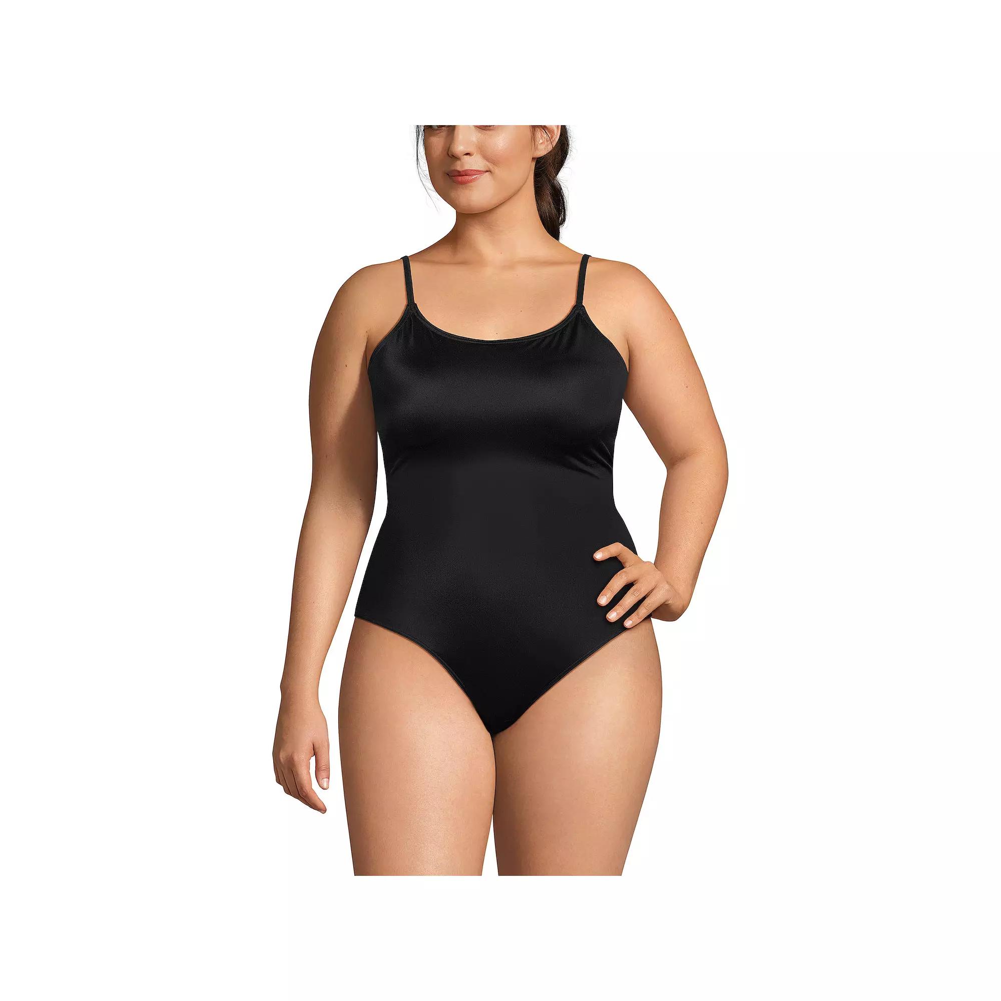Plus Size Lands' End Chlorine Resistant Tugless Tank One-Piece Swimsuit, Women's, Size: 22 W, Black Product Image