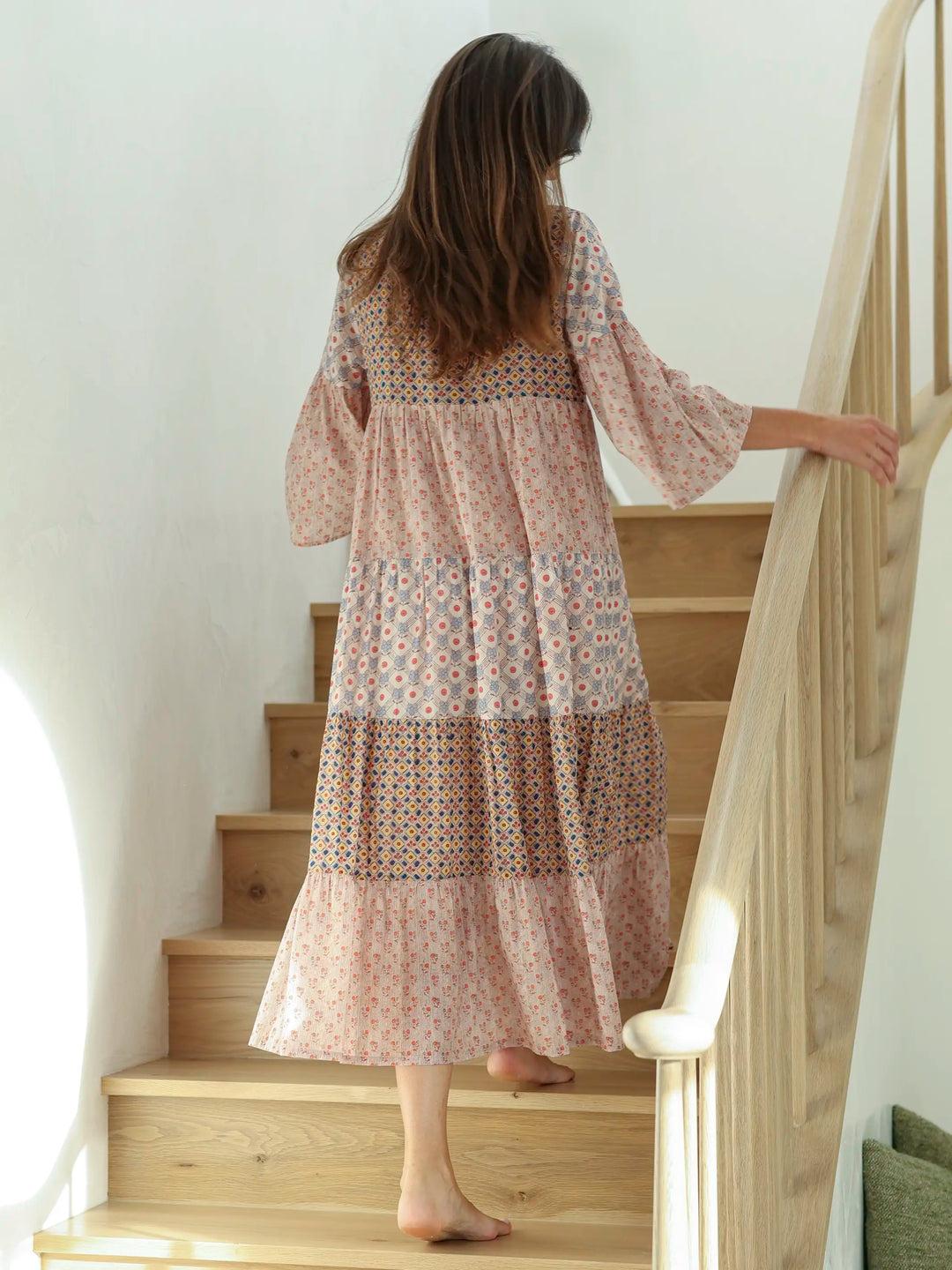 Charlotte Cotton Midi Dress - Wildflower Wonder Product Image