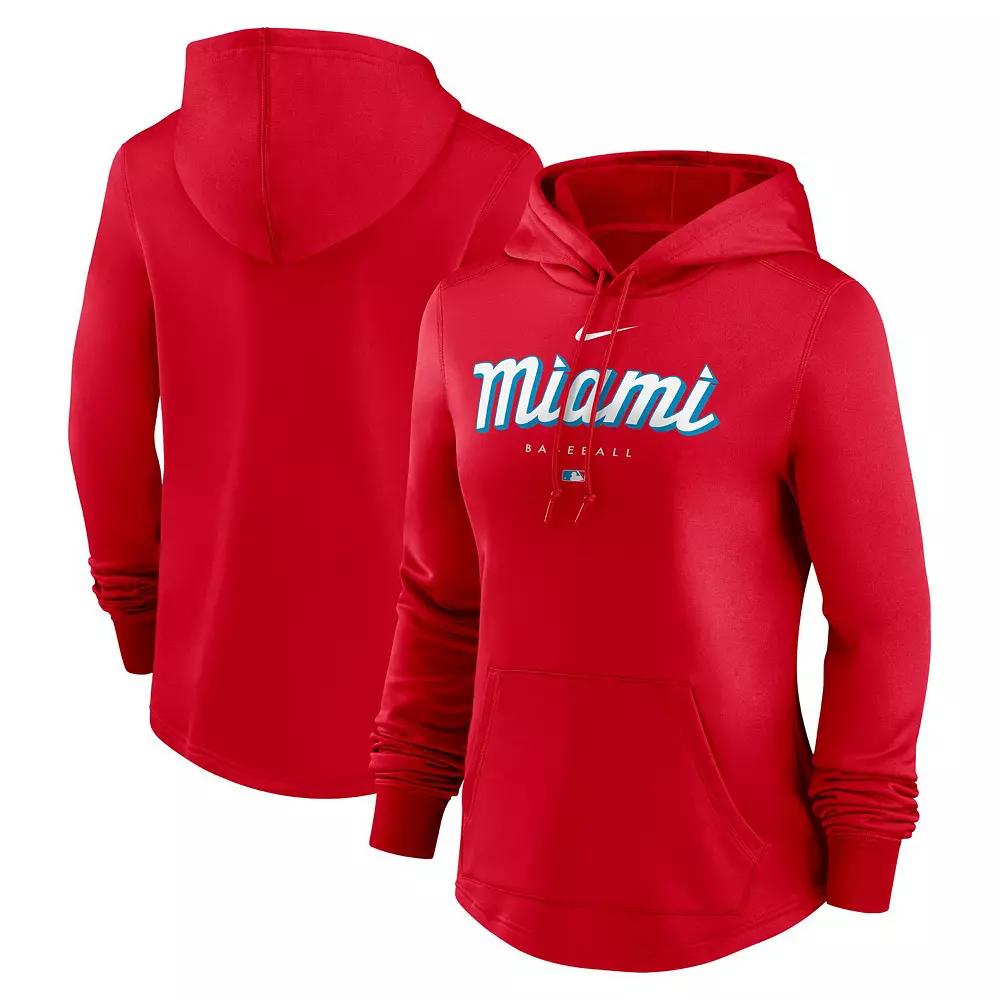 Women's Nike Red Miami Marlins City Connect Pregame Performance Pullover Hoodie,  Product Image