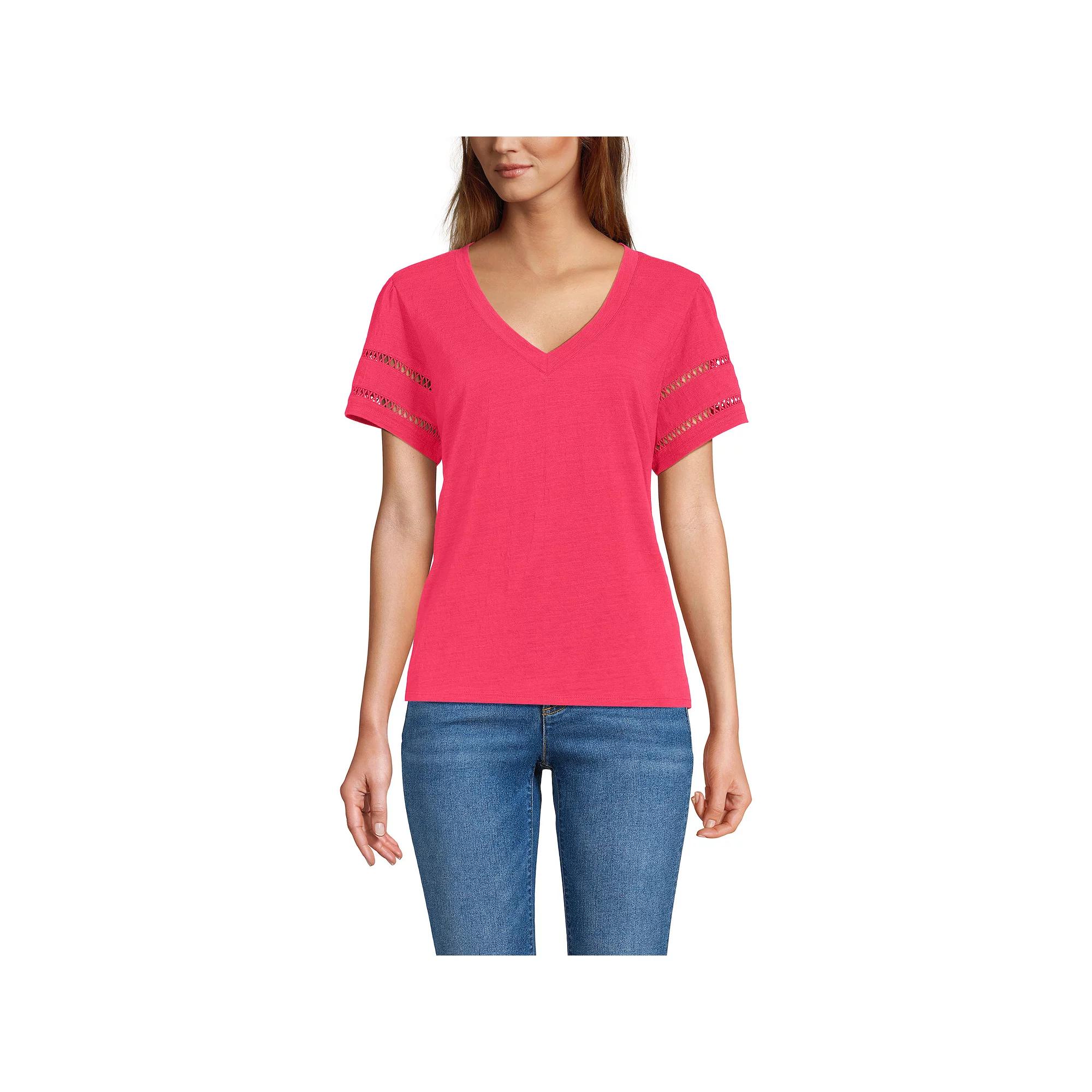 Women's Lands' End Flutter Sleeve V-Neck Tee,  Product Image
