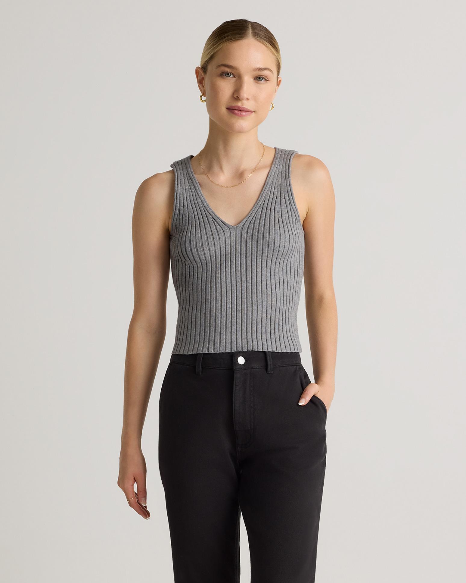 Quince | Women's Eco-Knit Cropped Sweater Tank Top Lenzing Modal Product Image
