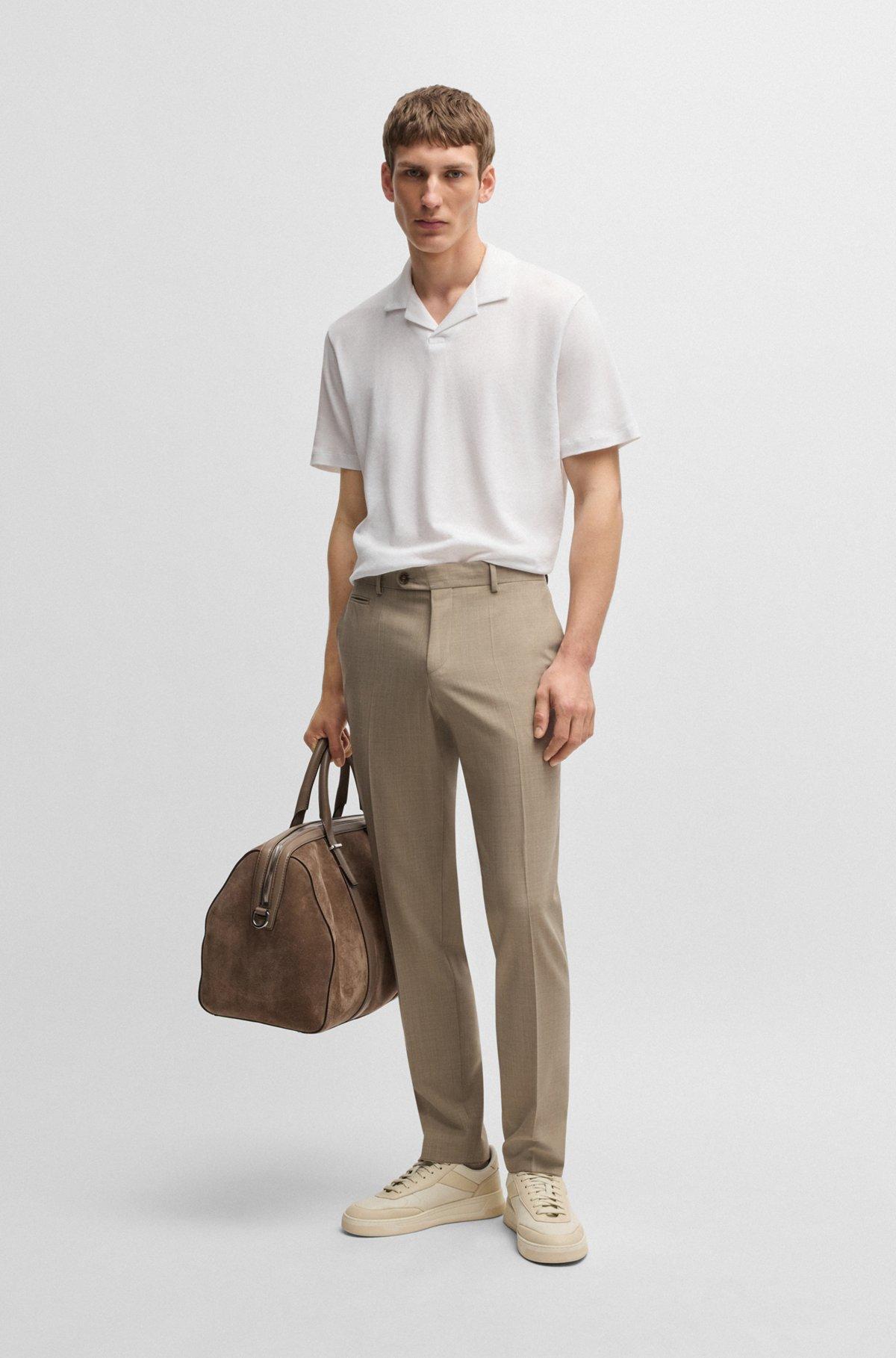 Cotton-linen polo shirt with Johnny collar Product Image