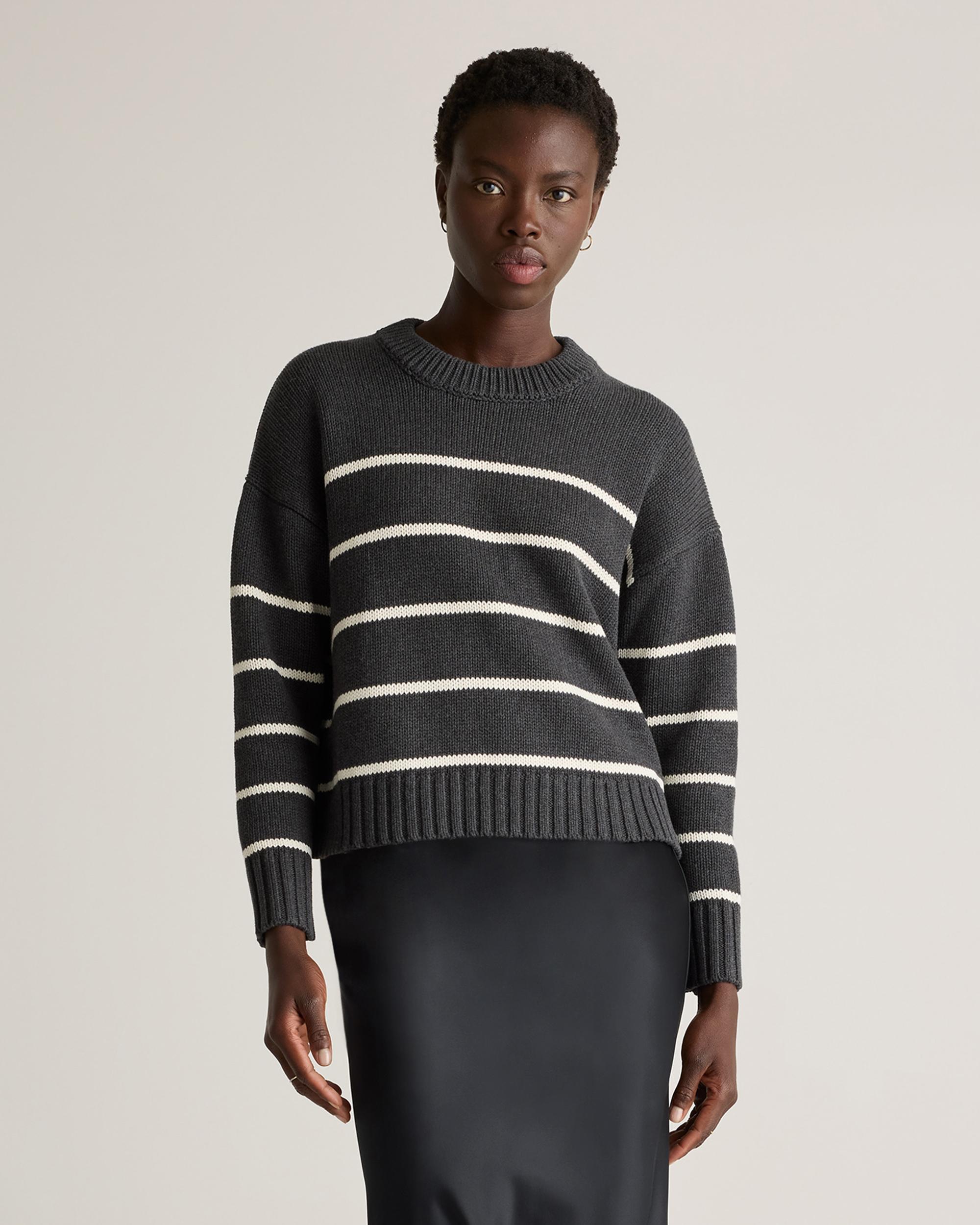 Quince | Women's Striped Crew Sweater Organic Cotton Product Image