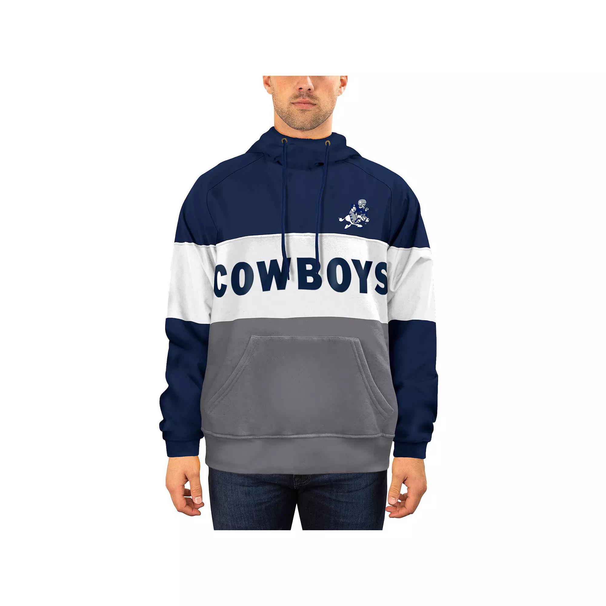 Men's New Era Navy/White Dallas Cowboys Fleece Retro Joe Pullover Hoodie, Size: Small, Blue Product Image