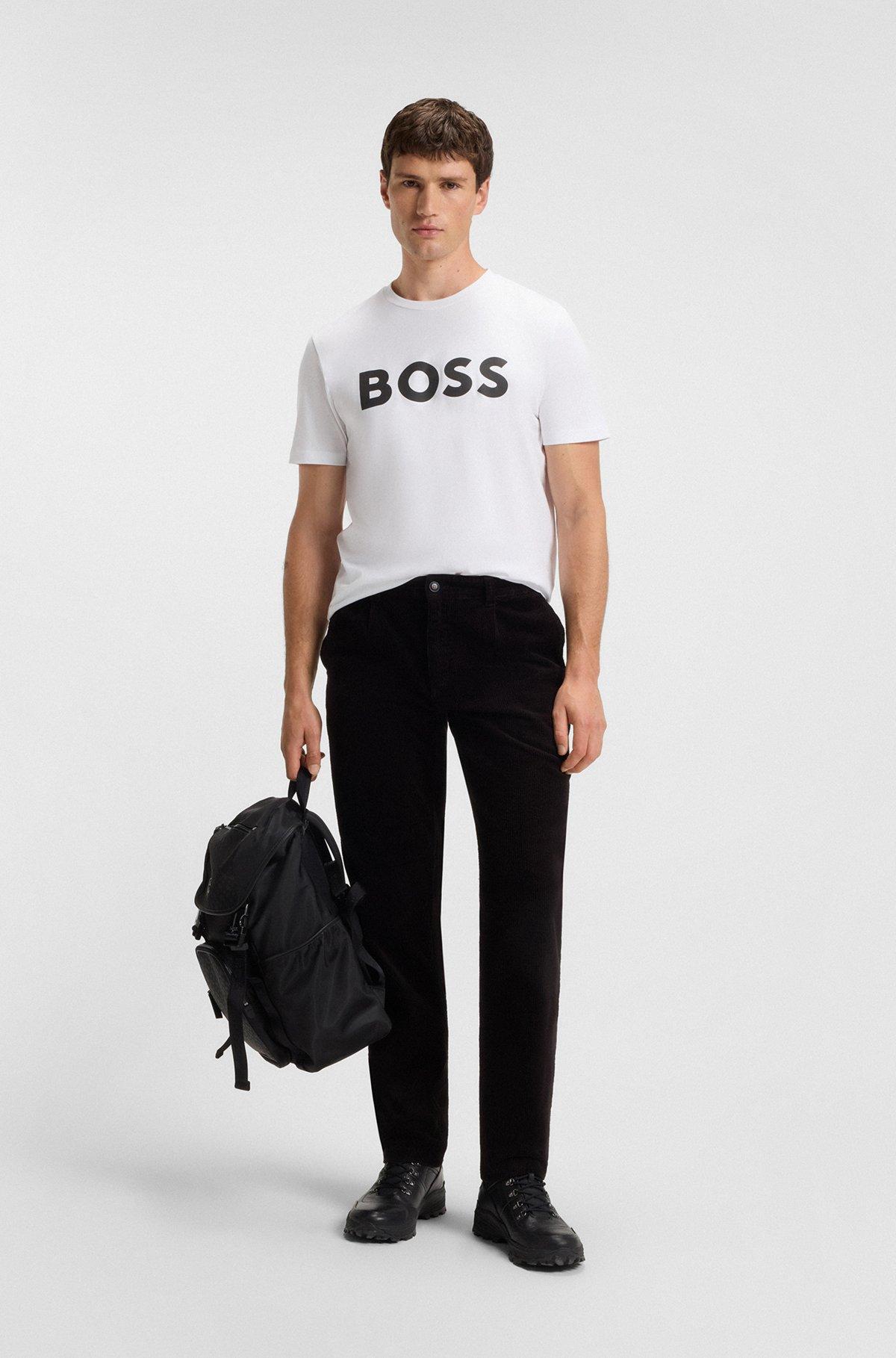 Cotton-jersey T-shirt with curved-logo print Product Image