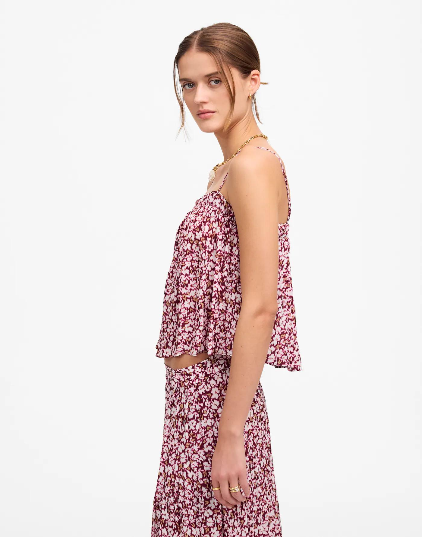 Shirred Squareneck Tank in Floral Product Image
