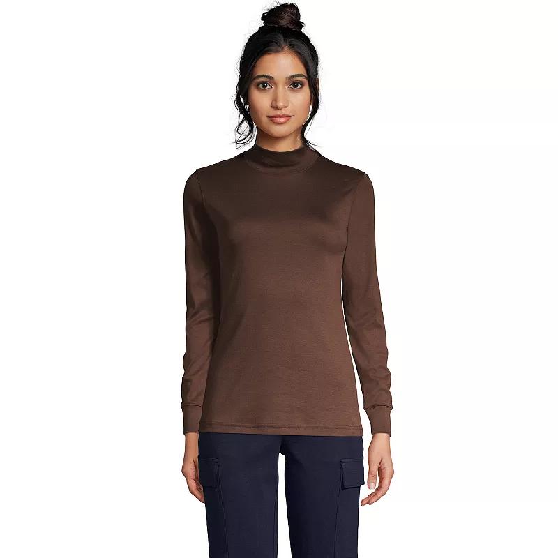 Women's Lands' End Long Sleeve Supima Mockneck Top,  Product Image
