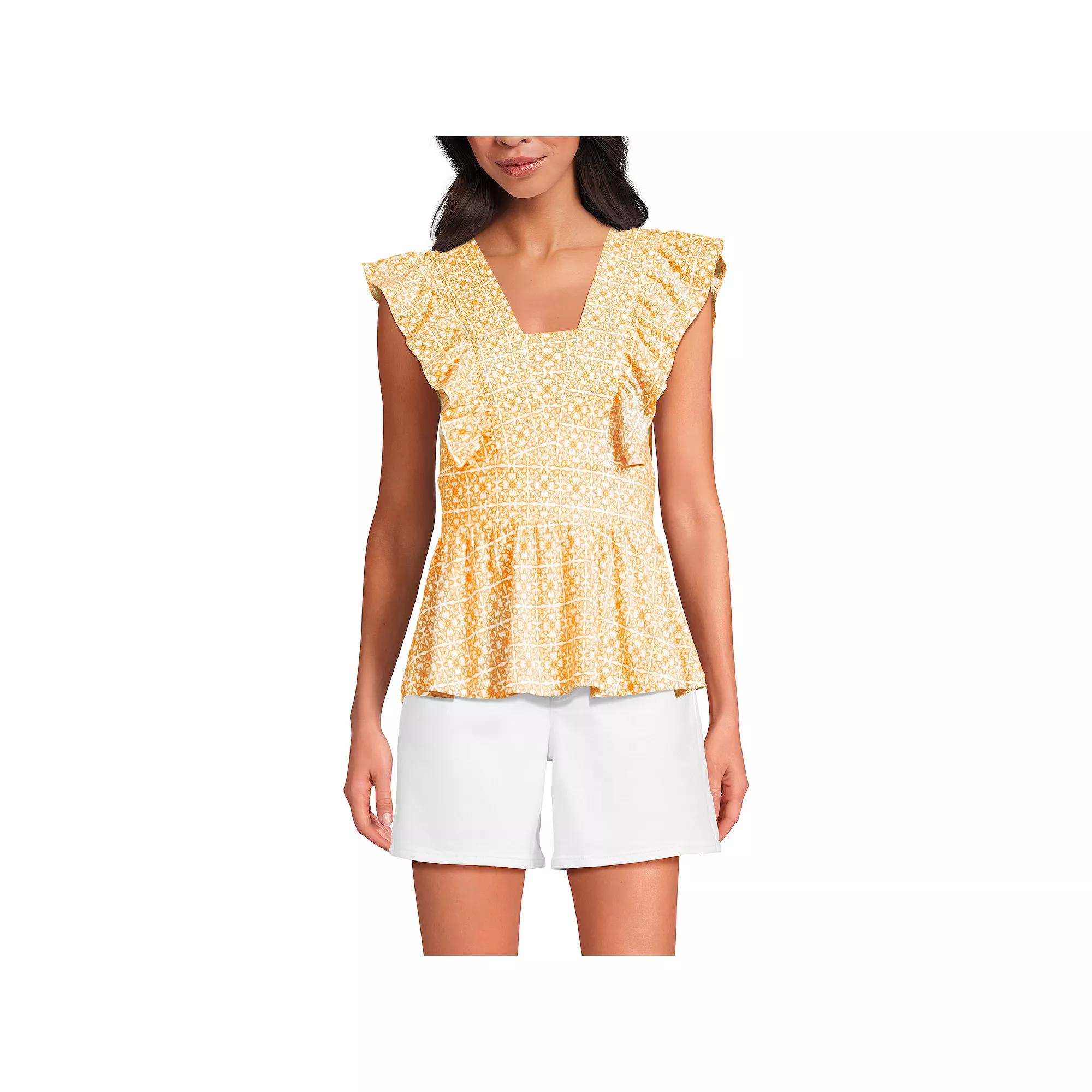 Women's Lands' End Lightweight Jersey Ruffle Peplum Top,  Product Image