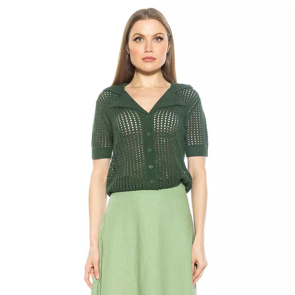 Women's ALEXIA ADMOR Josi Crochet Button Down Top,  Product Image