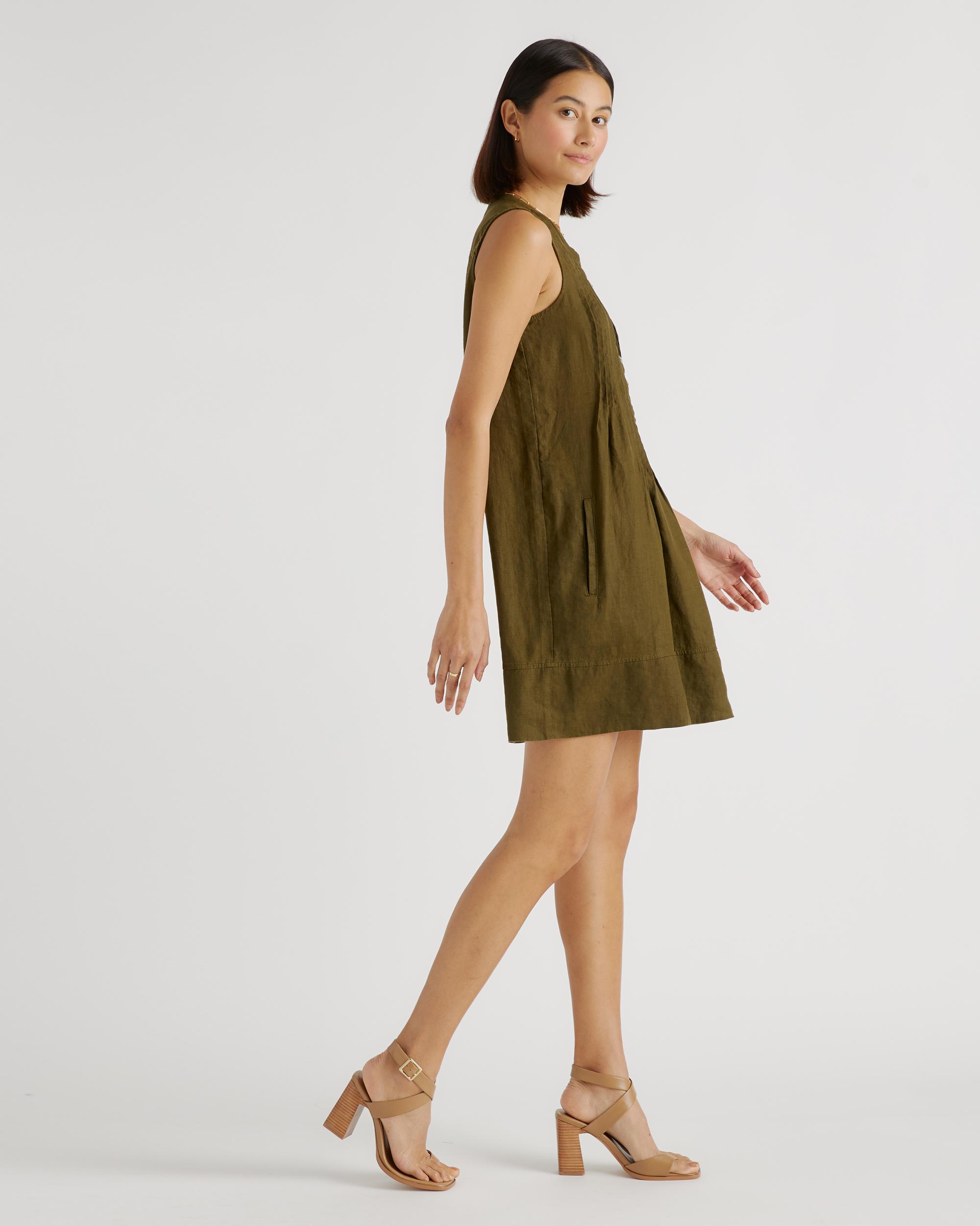 Quince | Women's 100% European Linen Sleeveless Swing Dress Size XL Product Image