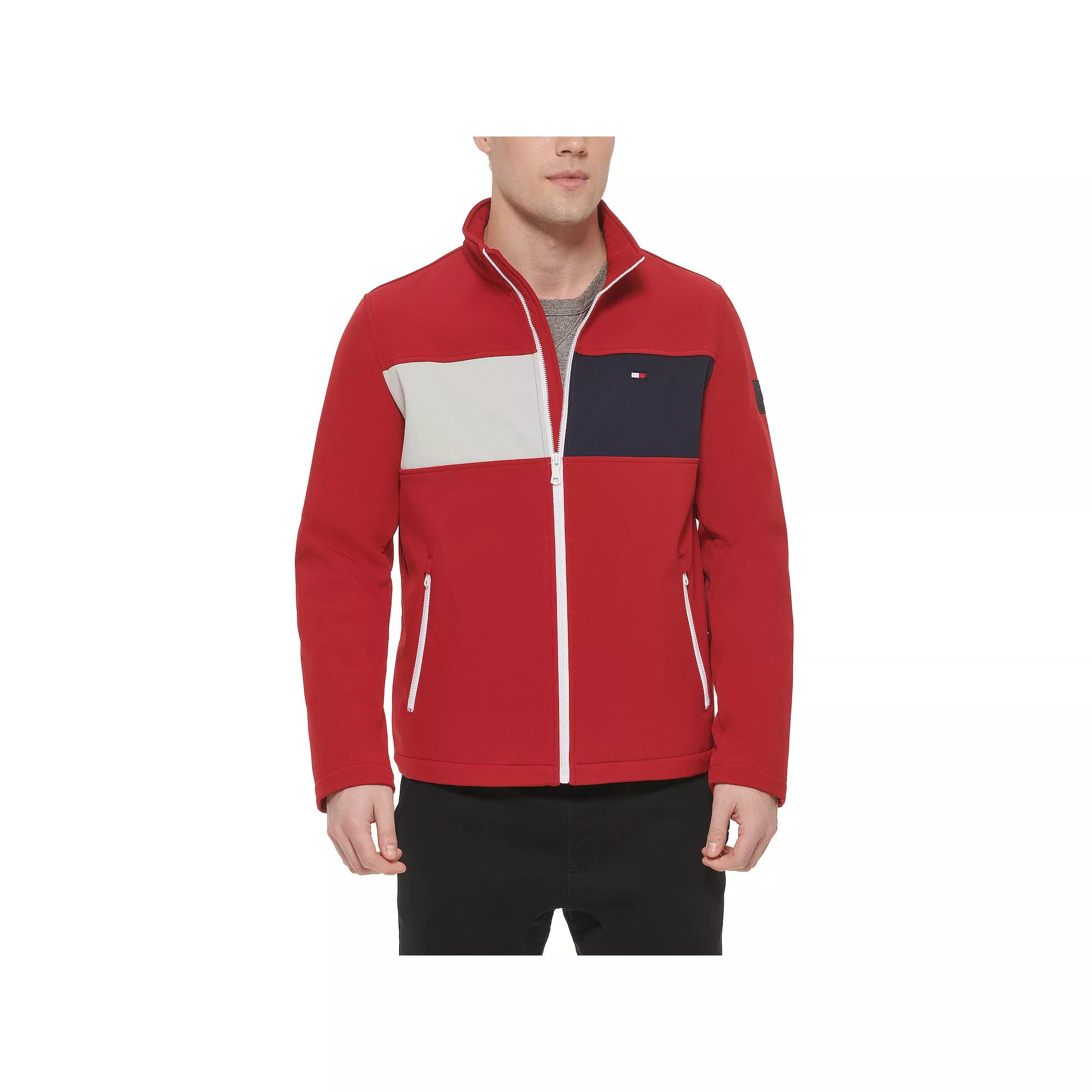 Men's Tommy Hilfiger Softshell Colorblock Jacket, Size: Small, White Product Image