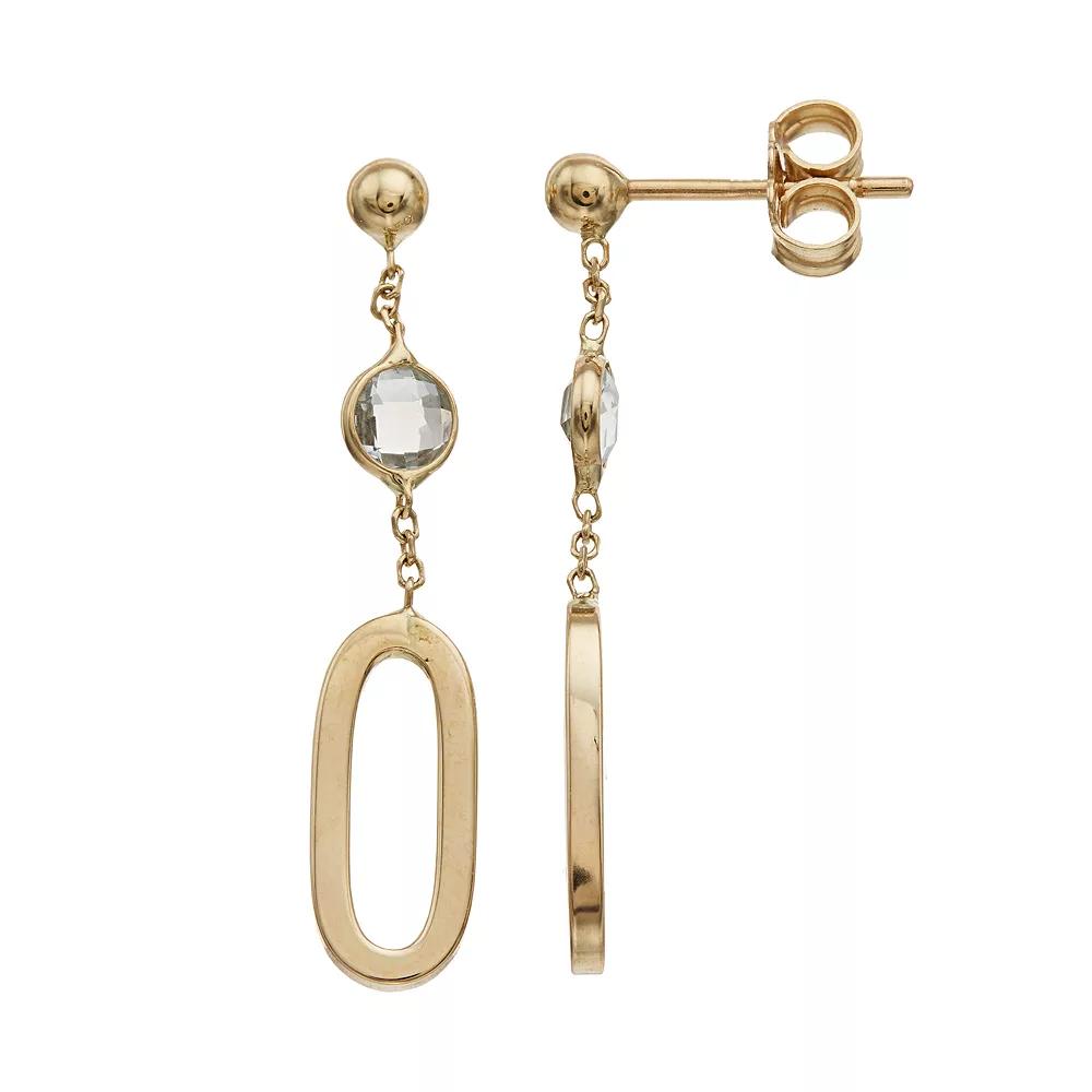 Au Naturale 14k Gold Blue Topaz Drop Earrings, Women's, Yellow Product Image