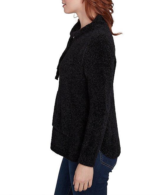 Ruby Rd. Petite Size Eyelash Knit Mock Neck Long Sleeve Kangaroo Pocket Sweater Product Image