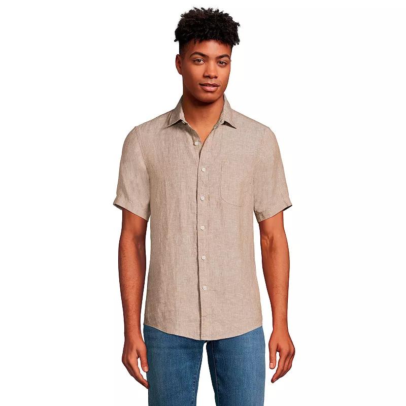 Big & Tall Lands End Traditional-Fit Linen Button-Down Shirt, Mens Product Image