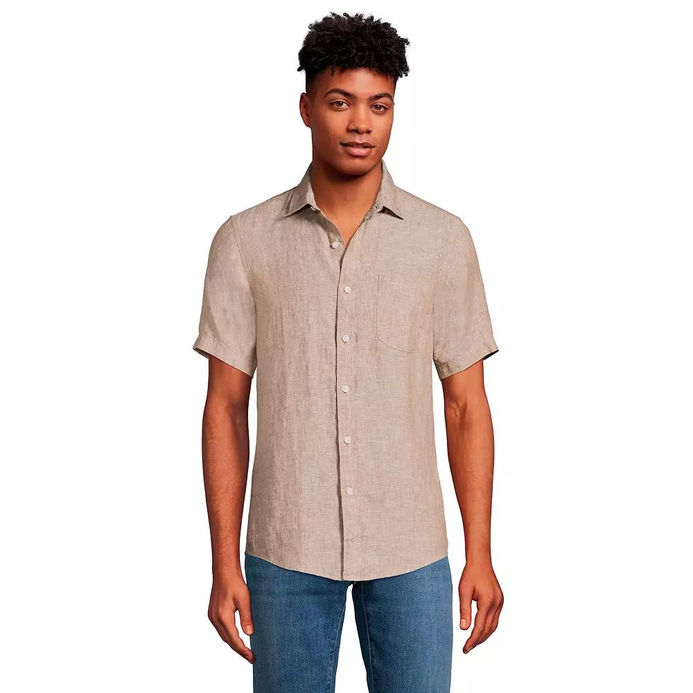 Mens Lands End Traditional-Fit Linen Button-Down Shirt Product Image