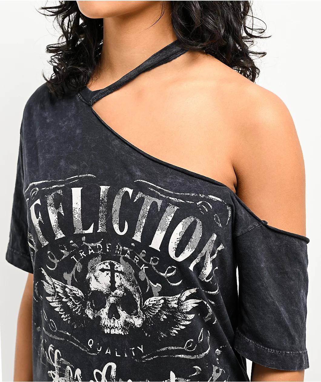 Affliction Davey Jones Black Wash Cutout T-Shirt Product Image