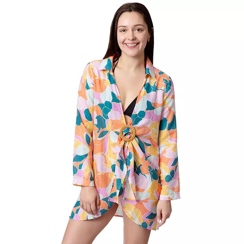 Women's Aqua Del Mar Tie-Front Coverup Swim Top,  Product Image
