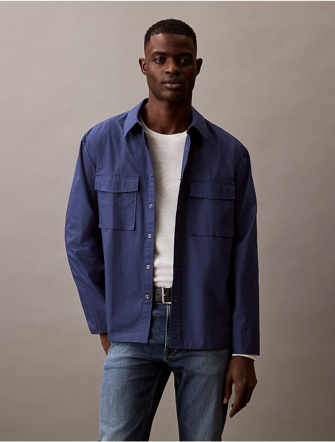 Calvin Klein Men's Cotton Ripstop Relaxed Button-Down Shirt - Green - XL Product Image