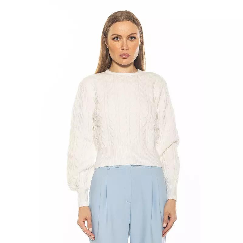 Women's ALEXIA ADMOR Berli Crewneck Bubble Sleeve Cable Knit Sweater,  Product Image