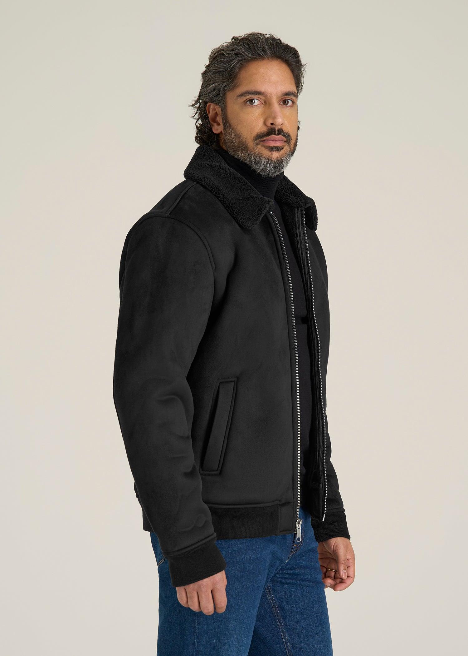 Sherpa Bomber Jacket for Tall Men in Black Male Product Image