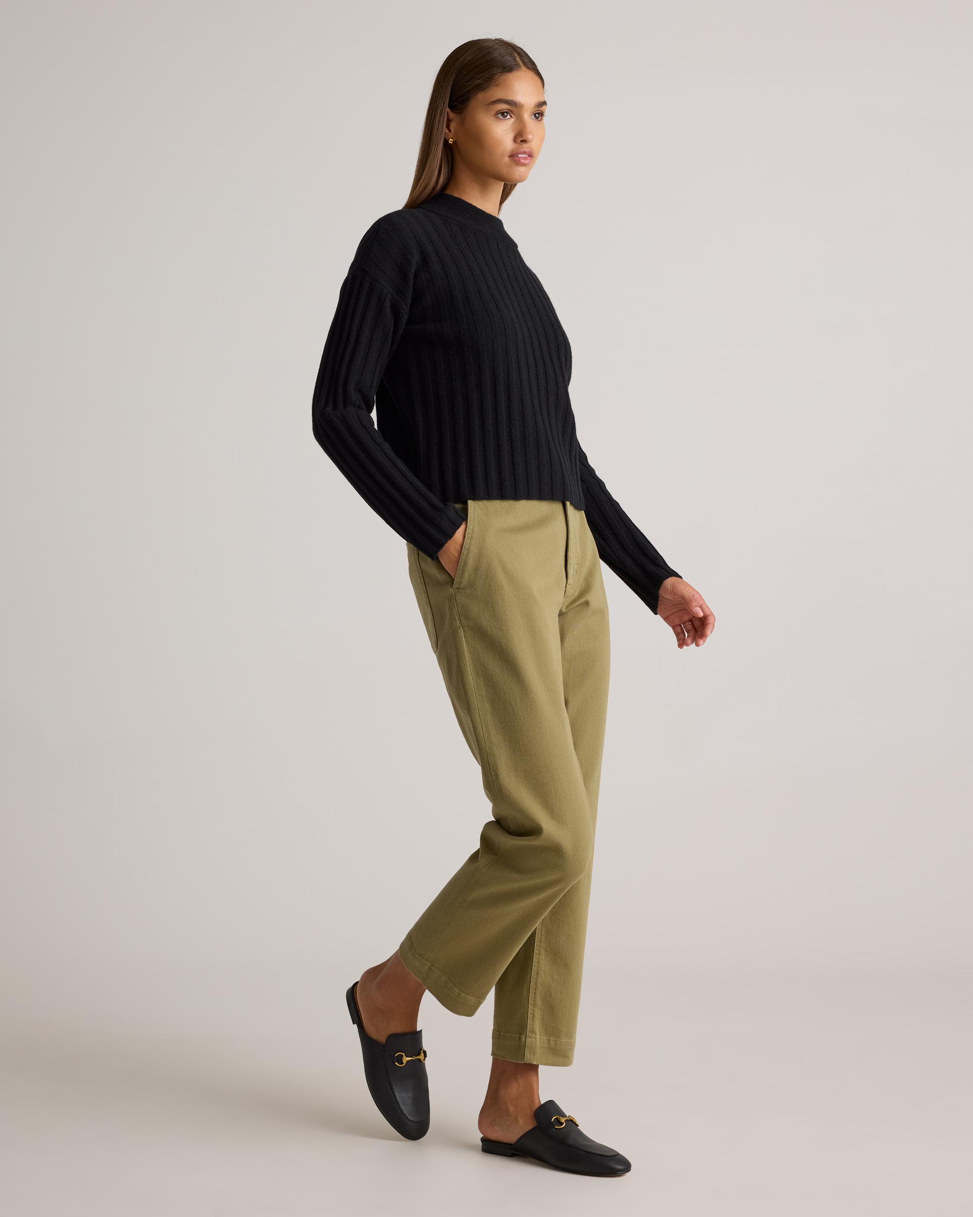 Quince | Women's Mongolian Cashmere Wide-Rib Cropped Mockneck Sweater Size XL Product Image