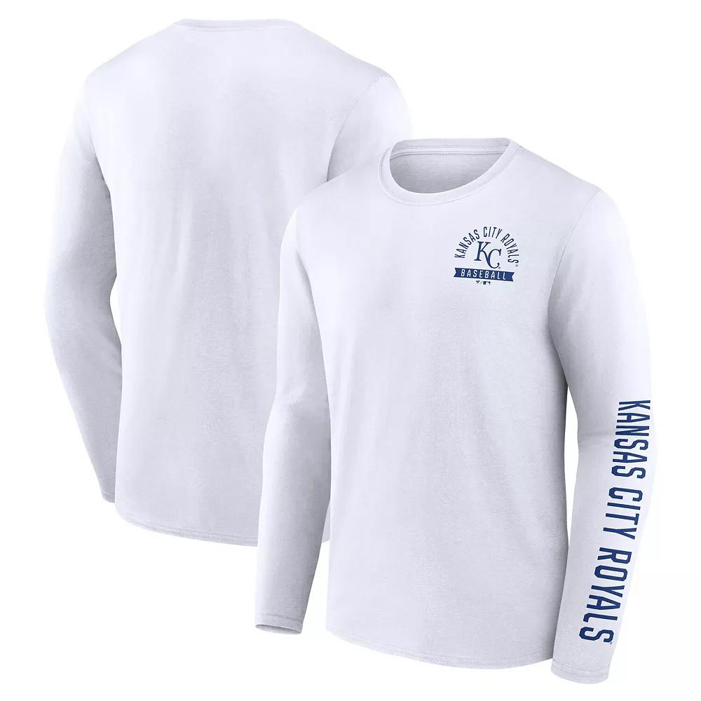 Men's Fanatics White Kansas City Royals Press Box Long Sleeve T-Shirt,  Product Image
