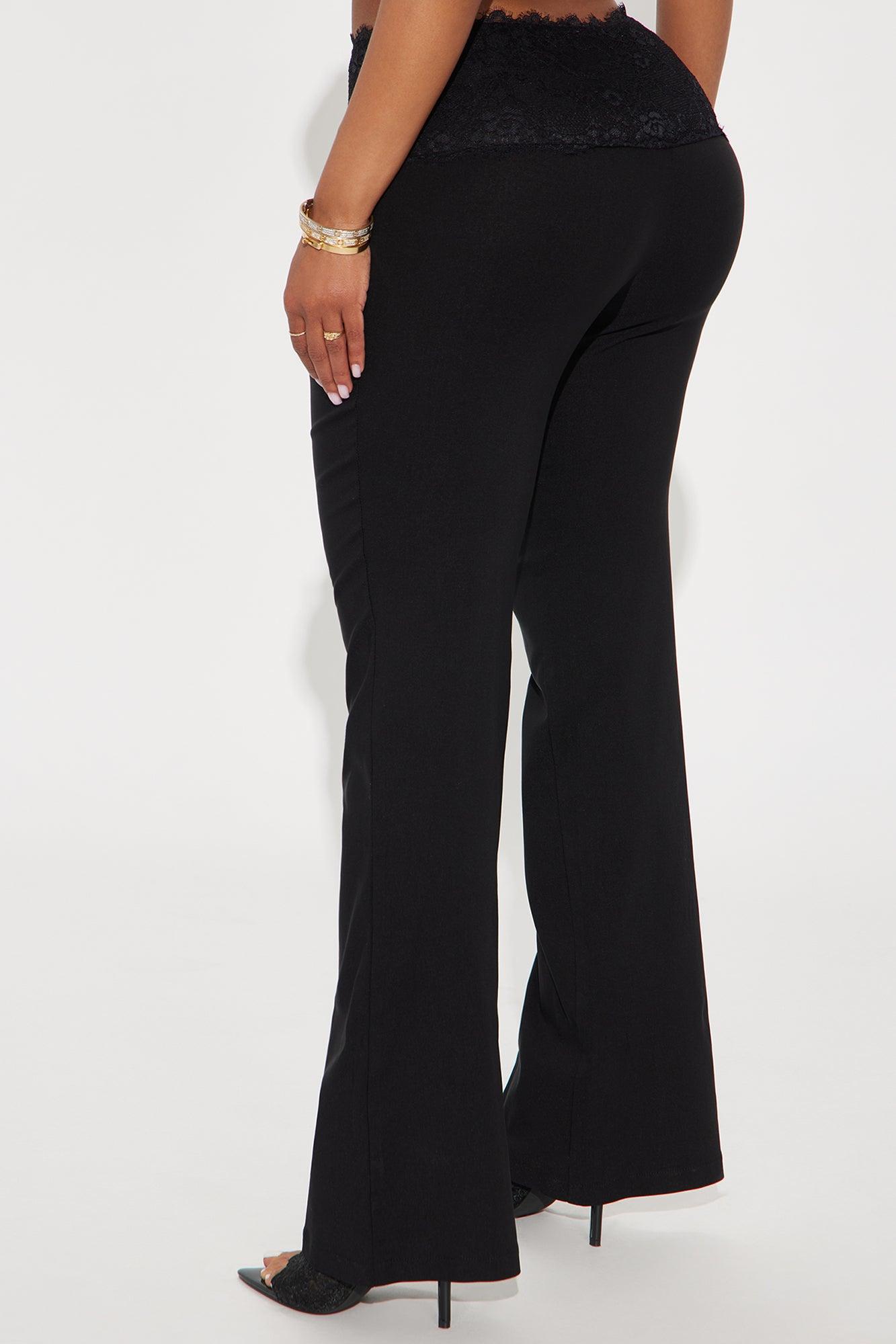 Now You Know Lace Trim Flare Pant - Black Product Image
