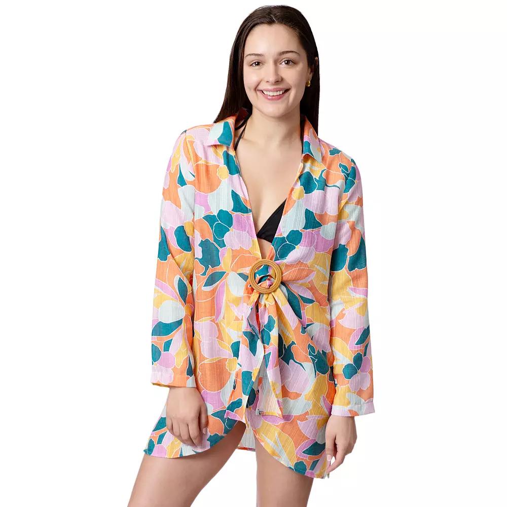 Women's Aqua Del Mar Tie-Front Coverup Swim Top,  Product Image