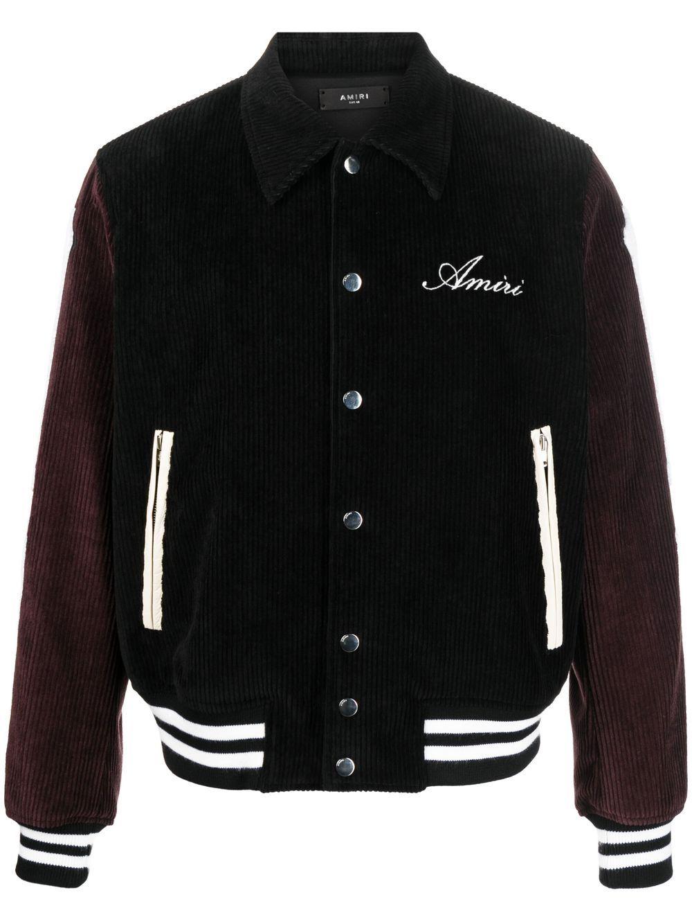 AMIRI Panelled Corduroy Varsity Jacket In Black Product Image