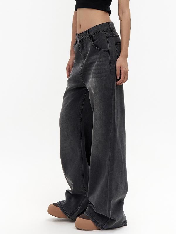 Retro Washed Distressed Boyfriend Jeans Product Image