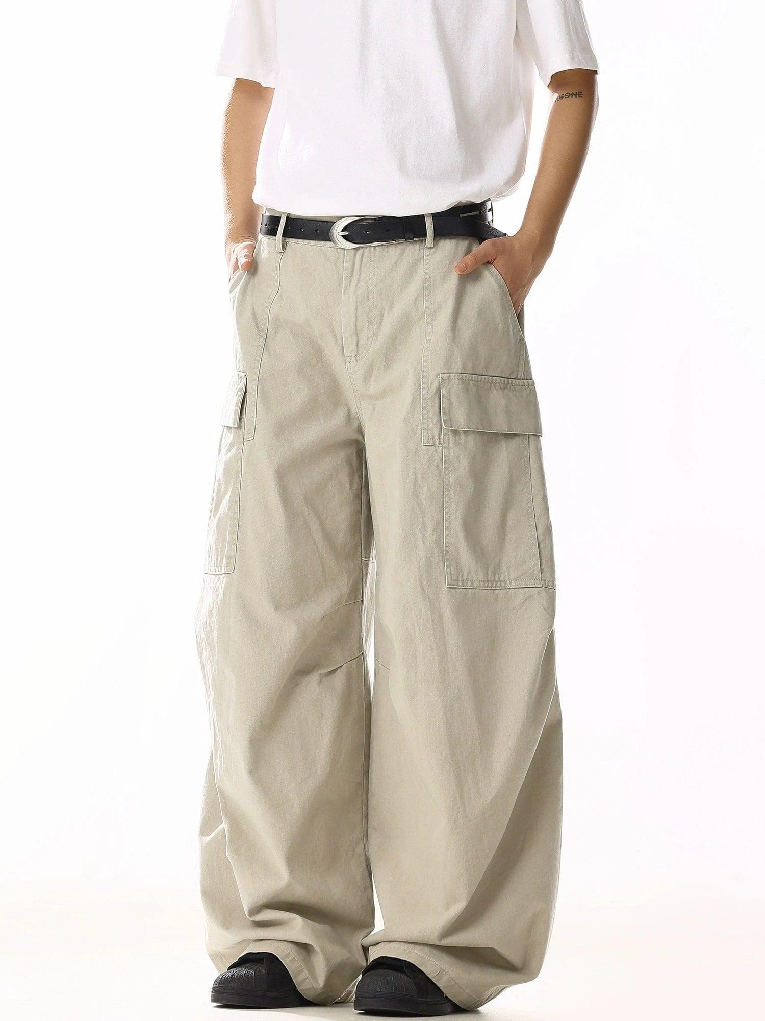 RT No. 19817 CREAM CARGO STRAIGHT PANTS Product Image