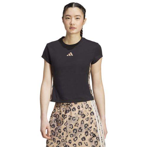 adidas Womens adidas 3-Stripes Animal Printed T-Shirt - Womens Black/Multicolor Product Image