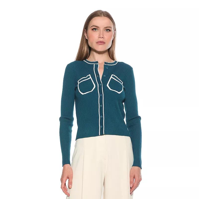 Women's ALEXIA ADMOR Clover Ribbed Knit Button Down Cardigan,  Product Image