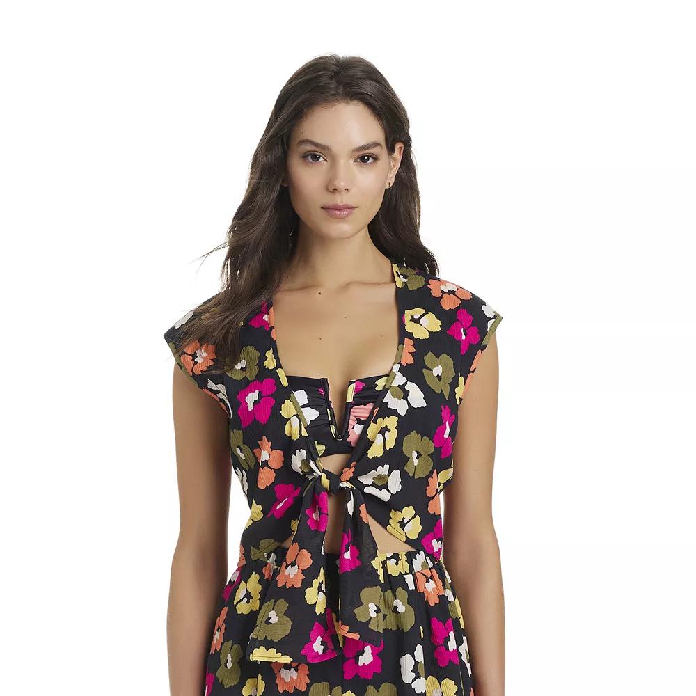 Women's Modern Supply by Sanctuary Knot-Front Swim Cover Up Top, Size: Large, Garden Product Image