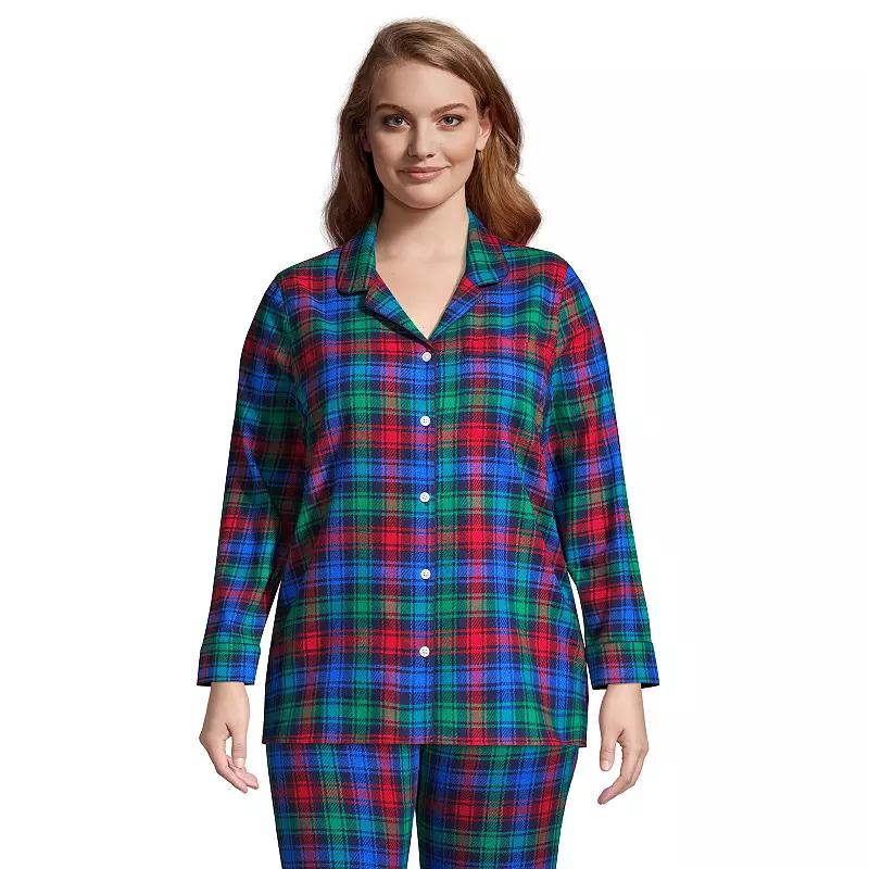 Plus Size Lands End Long Sleeve Flannel Pajama Top, Womens Product Image
