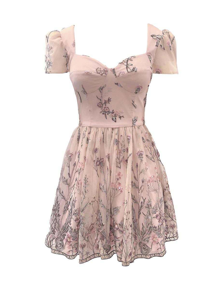 Womens Marissa Beaded Floral Minidress Product Image