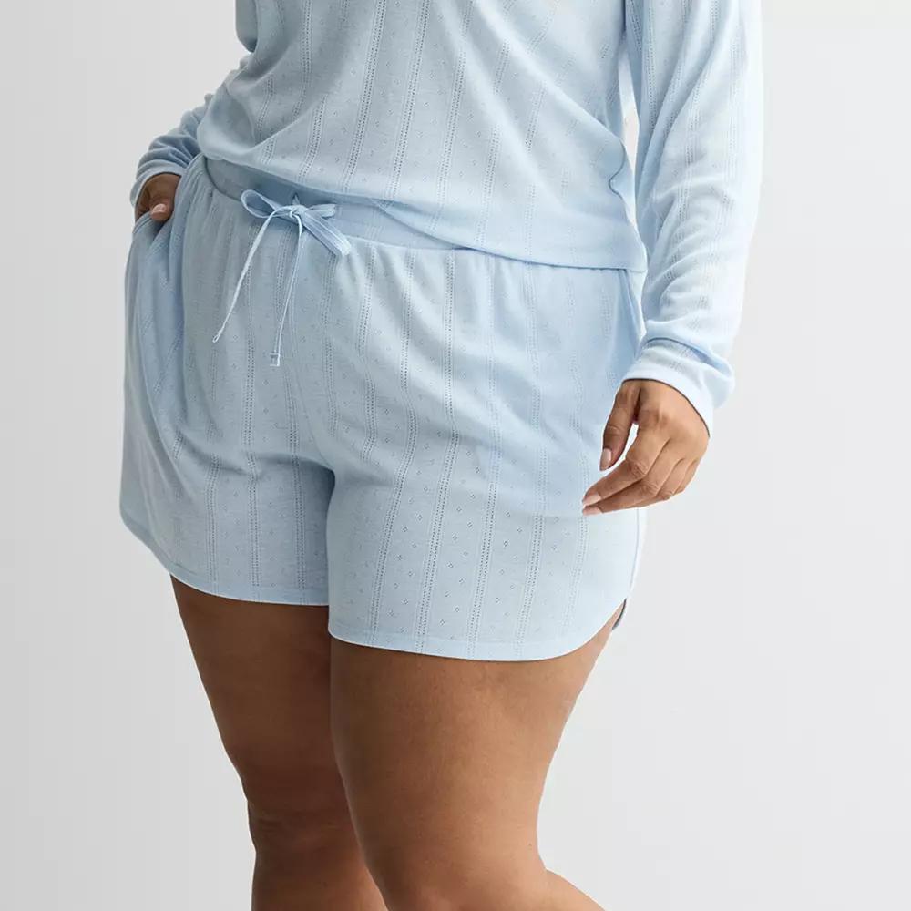 Plus Size Sonoma Goods For Life Pointelle Sleep Shorts, Womens Product Image